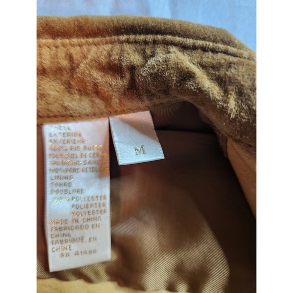 Apart Suede Trucker Jacket Brown Button Up Shirt Womens Size M Pig Leather - Picture 10 of 11